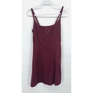 Old Navy Womens XS Dress Cami Burgundy Linen Dark Cottagecore Indie Grunge Twee